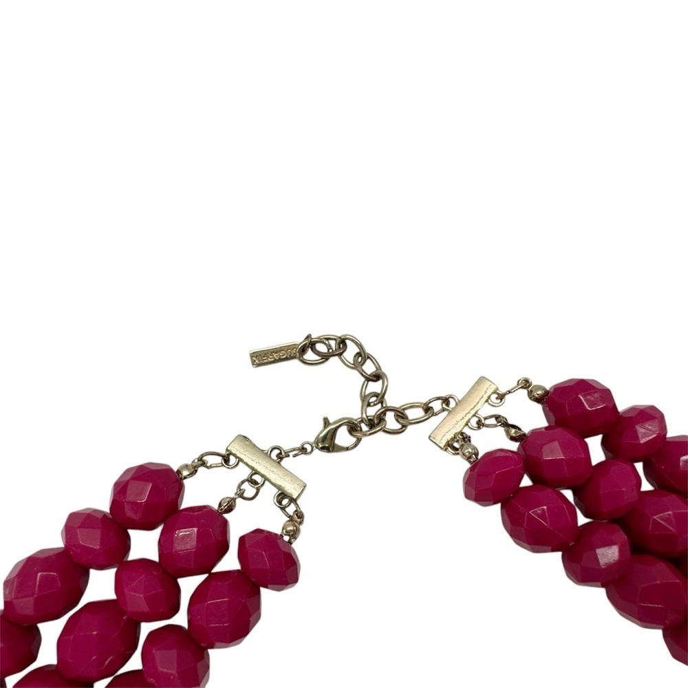 Sugarfix | Triple Strand Layered Statement Necklace, Dark Pink - Picture 3 of 3